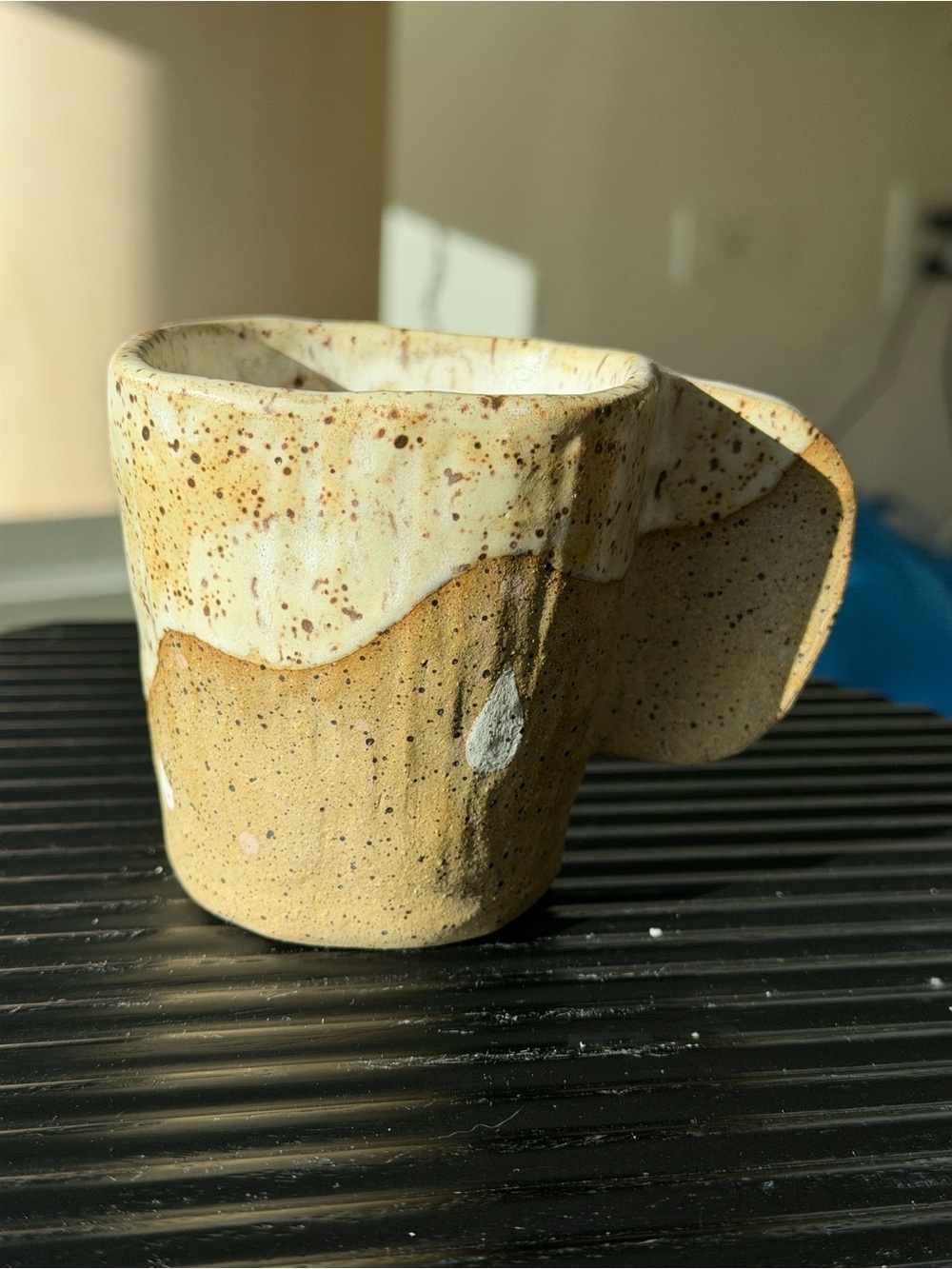 Handmade Speckled Ceramic Mug and Tea Cup Set in Warm Beige - Picture 6 of 13
